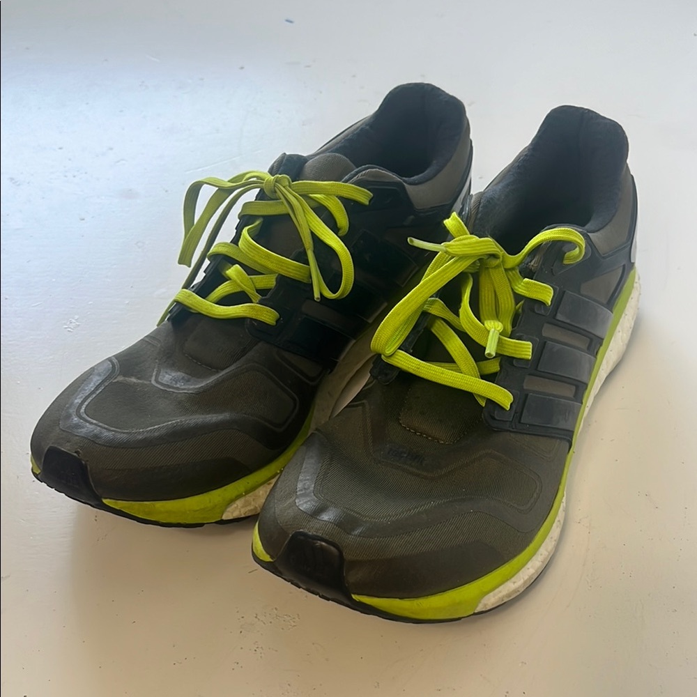 Adidas Sz 13 Neon Green Grey Energy Boost Tennis Athletic Shoes